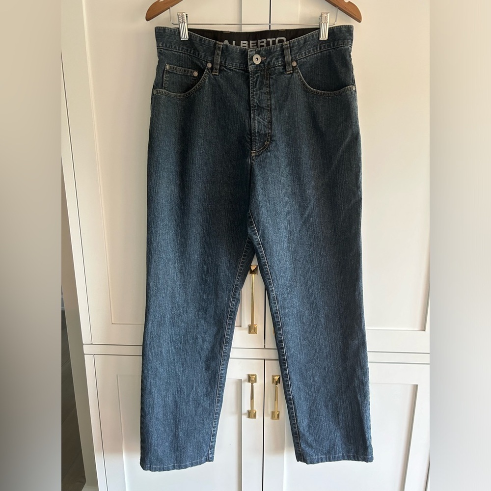 Alberto Jeans Men Blue Tommy Style 3140 5 Pocket 48 (US 33/32) Medium wash
